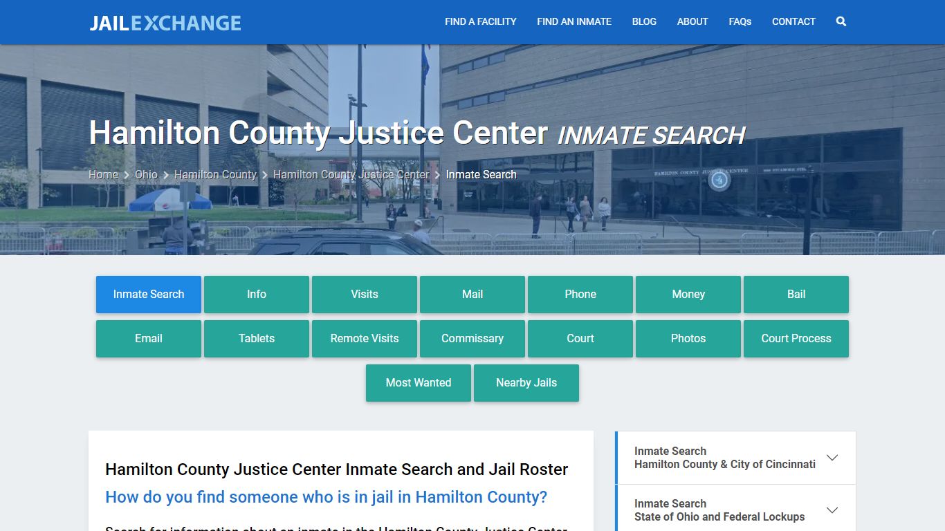 Hamilton County Justice Center Inmate Search - Jail Exchange